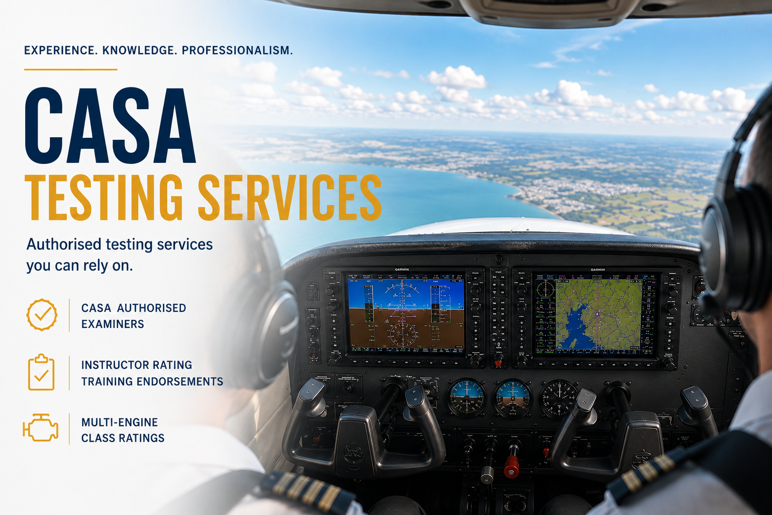 CASA testing — cockpit view over the coast